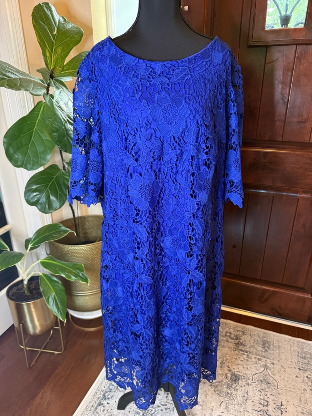 R&K Cobalt Blue Floral Lace Midi Dress Size 22W